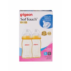 Pigeon Softouch Peristaltic Plus Wide Neck Bottle Twin Pack PPSU 240ml