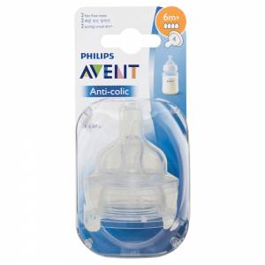 Avent Anti-Colic 6m+ Teat Silicone Fast Flow 2 Pac...