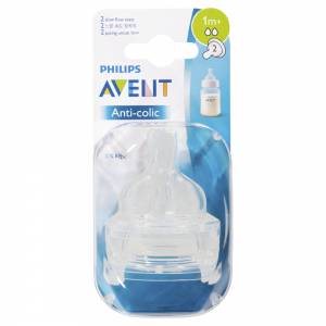 Avent Anti-Colic 1m+ Teat Silicone Slow Flow 2 Pac...