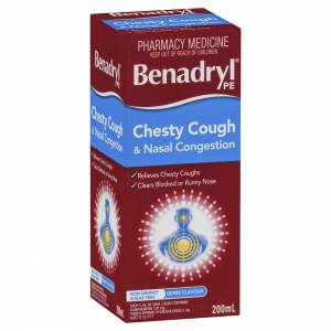 Benadryl PE Cough Liquid Chesty Cough & Nasal ...