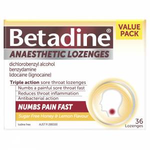 Betadine Anaesthetic Honey & Lemon 36