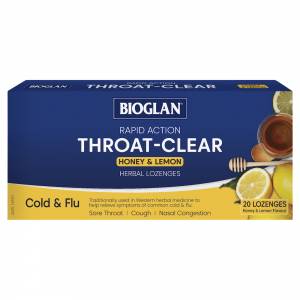 Bioglan Honey & Lemon Throat Clear 20 Lozenges