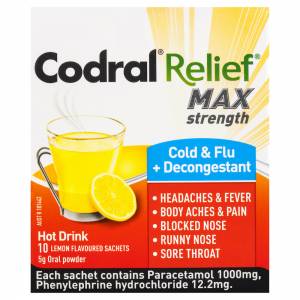 Codral Relief Max Cold & Flu + Decongestant Hot Drink 10