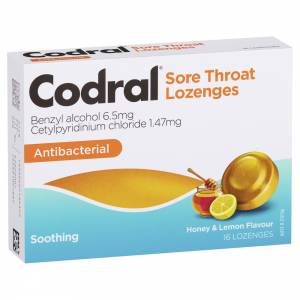 Codral Sore Throat Lozenges Honey & Lemon 16