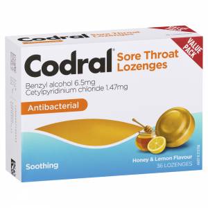 Codral Sore Throat Lozenges Honey & Lemon 36
