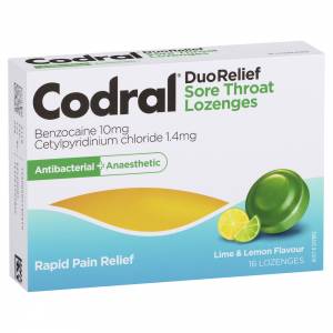 Codral Sore Throat Lozenges Lime & Lemon 16