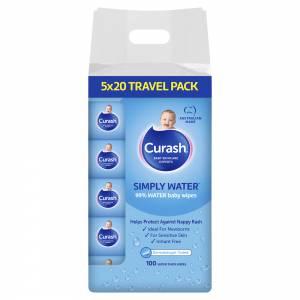 Curash Babycare Water Wipes Travel 5x20