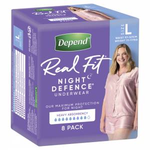 Depend Real Fit for Women Night Defence Underwear Large 8 Pack