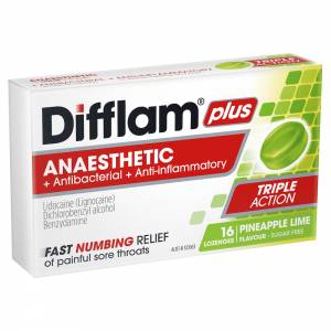 Difflam Plus Anaesthetic Pineapple & Lime Throat  Lozenges 16