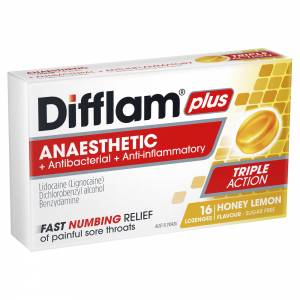 Difflam Plus Sore Throat Lozenge Plus Anaesthetic Honey & Lemon 16