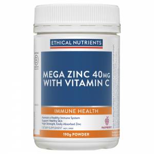Ethical Nutrients Mega Zinc Powder 40mg Raspberry 190g