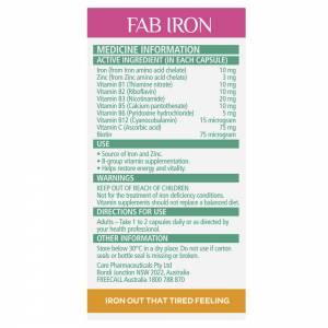 FAB Iron + B Complex + Zinc Capsules 60