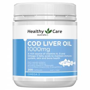 Healthy Care Cod Liver Oil 1000mg 200 Softgel Capsules