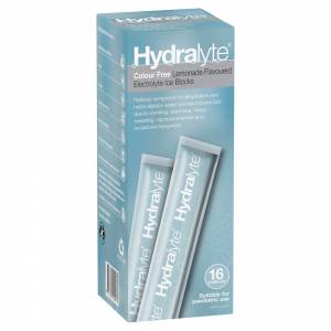 Hydralyte Rehydration Ice Blocks Colour Free Lemonade 16