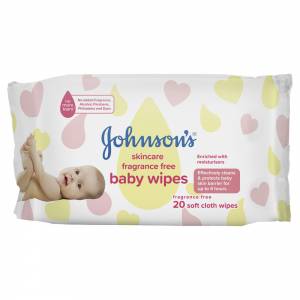 Johnson's Baby Wipes Skincare Fragrance Free 20