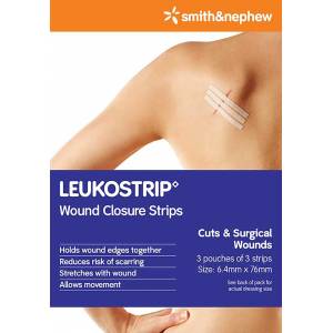 Leukostrip Closure Strips 6.4mm X 76mm 3 Pack