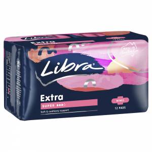 Libra Extra Pads With Wings Super 12 Pack