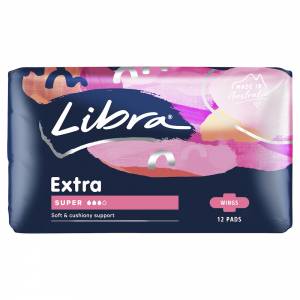 Libra Extra Pads With Wings Super 12 Pack