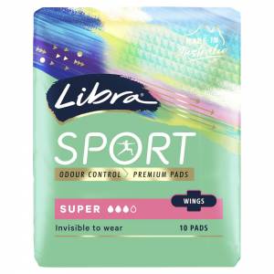 Libra Invisible Sport Pads Super with Wings 10 Pack