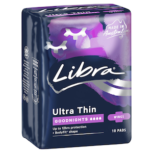 Libra Ultra Thin Pads Goodnights With Wings 10 Pac...