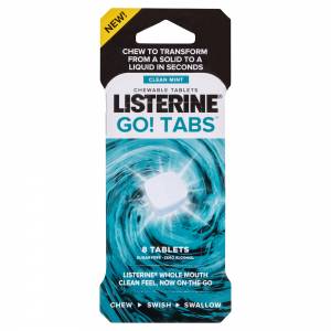 Listerine Go! Clean Mint Chewable Tablets 8
