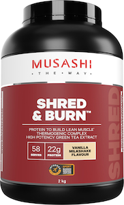 Musashi Shred & Burn Protein Powder Vanilla Mi...