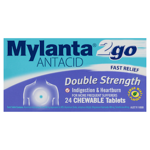 Mylanta 2 Go Double Strength Chew Tablet 24