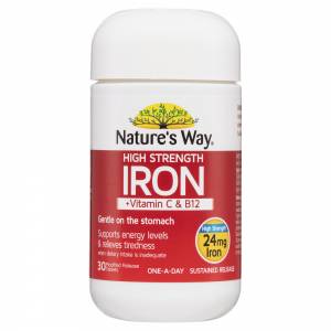 Nature's Way Iron + Vitamin C & B12 30 Tablets