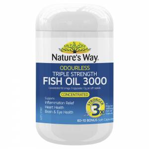 Nature's Way Triple Strength Odourless Fish Oil 3000 60+10 Bonus Soft Capsules