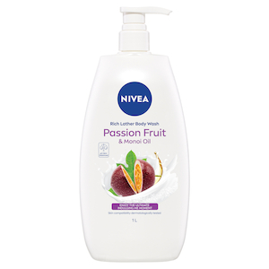 Nivea Shower Cream Rich Lather Body Wash Passionfruit & Monoi Oil 1 Litre