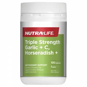 Nutra-Life Triple Strength Garlic, C + Horseradish Capsules 100