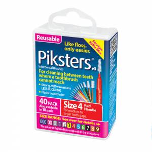 Piksters Size 4 Red 40 Pack