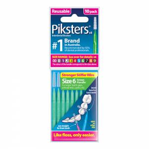 Piksters Size 6 Green 10 Pack