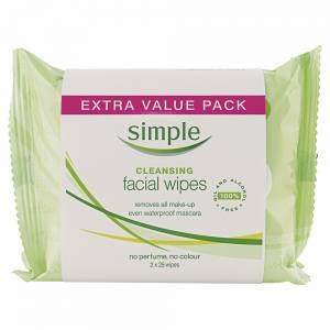 Simple Facial Wipes Twin 25 Pack