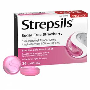 Strepsils Lozenges Sugar Free Strawberry 36