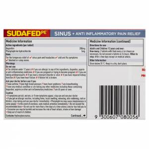 Sudafed PE Sinus and Anti-Inflammatory Tablets 24