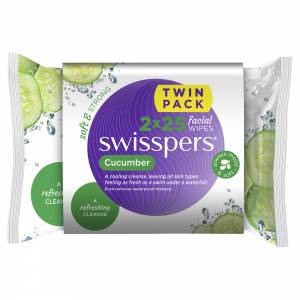 Swisspers Facial Wipes Cucumber Travel 25pk x 2