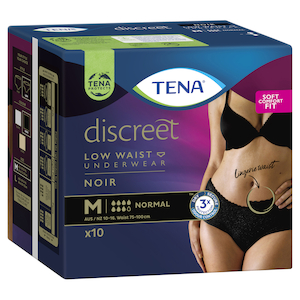 TENA Discreet Noir Low Waist Underwear Black 10 Pa...