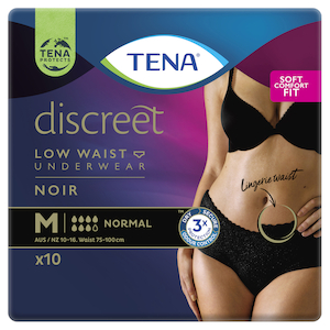 Tena Discreet Noir Low Waist Underwear Black 10 Pk