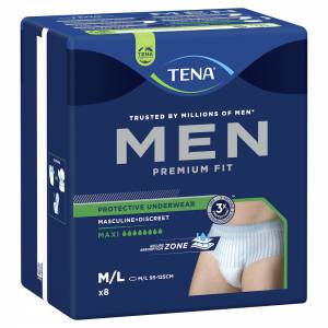 Tena For Men Protective Underwear Level 4 Medium to Large 8 Pack