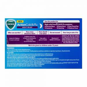Vicks Action Cold & Flu Night Relief Tablets 24