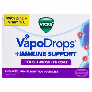 Vicks Vapo Drop + Immune Support Lozenges Blackcurrent 16