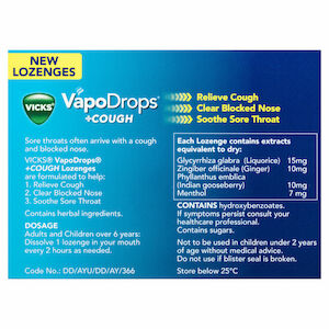 Vicks VapoDrops + Cough Honey Lemon Mentol 16