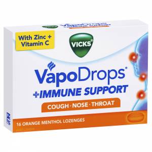 Vicks VapoDrops + Immune Support Orange 16 Lozenge...