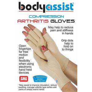 Bodyassist Soft Compression Arthritis Gloves (Pair) Small Beige