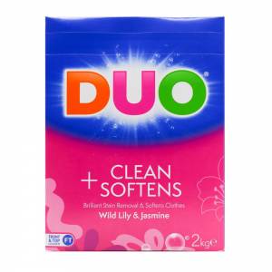 DUO 2kg Laundry Powder Front & Top Loader Cleans & Softener Exotic Lily