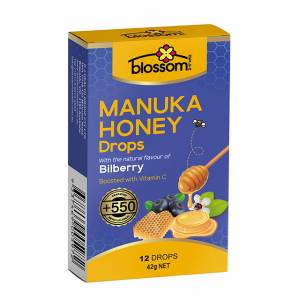 Blossom Manuka Honey Drops Bilberry 12 Pack