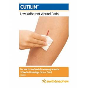 Cutilin Low Adherent Wound Pads 5cm x 5cm Sterile 5 Pack