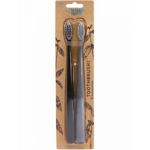 The Natural Family Co. Bio Toothbrush Twin Pack Pirate Black and Monsoon Mist