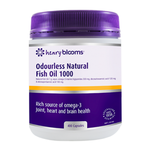 Henry Blooms Omega 3 Odourless Natural Fish Oil 1000mg 400 Capsules